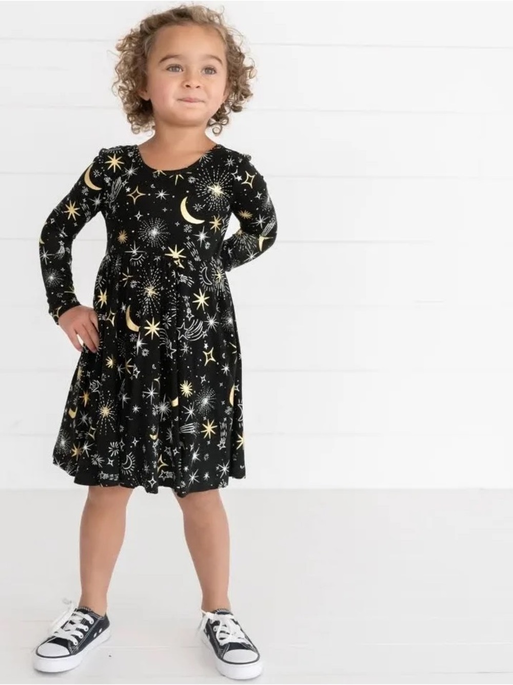 Celebration Stars Long Sleeve Bodysuit Twirl Dress 18-24 months, Little Sleepies